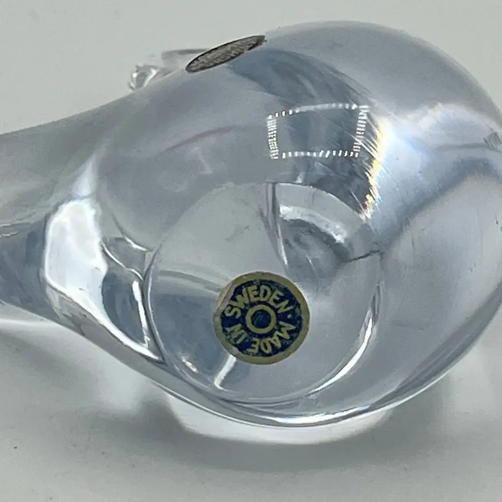 Vintage MCM Konst Glashyttan Urshult Clear Glass Swan Figurine Paperweight